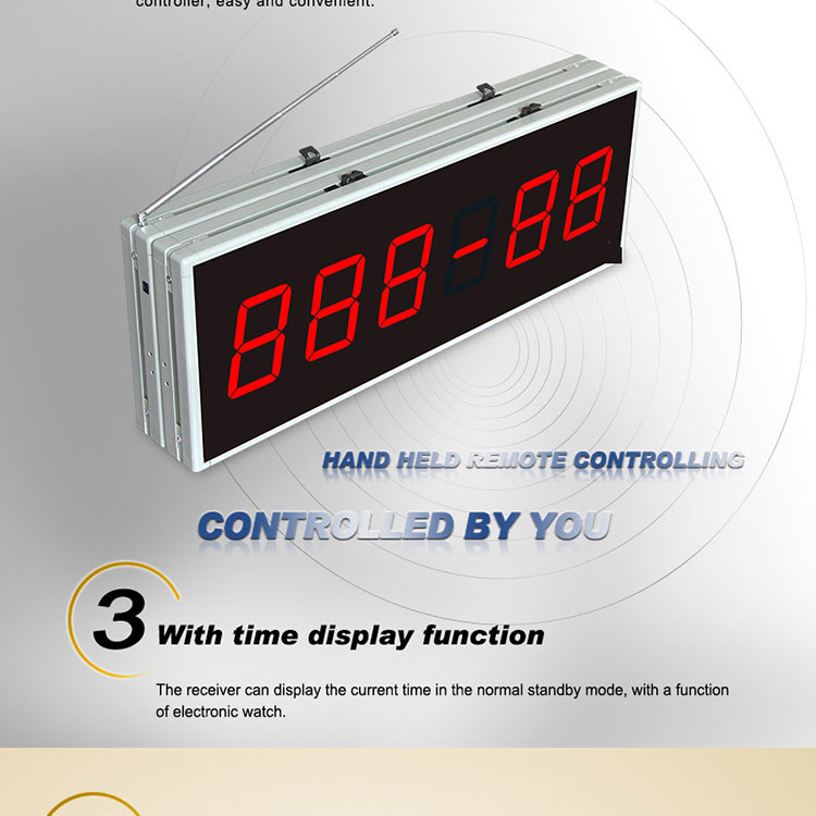Restaurant remote wireless calling system big double side led screen receiver