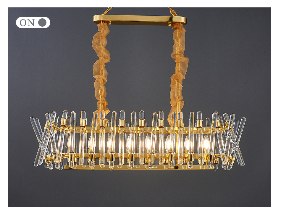 Luxury Kitchen Chandelier Modern Home Decor Hang Lamp Gold Rectangle ceiling light fixture(WH-CY-235)