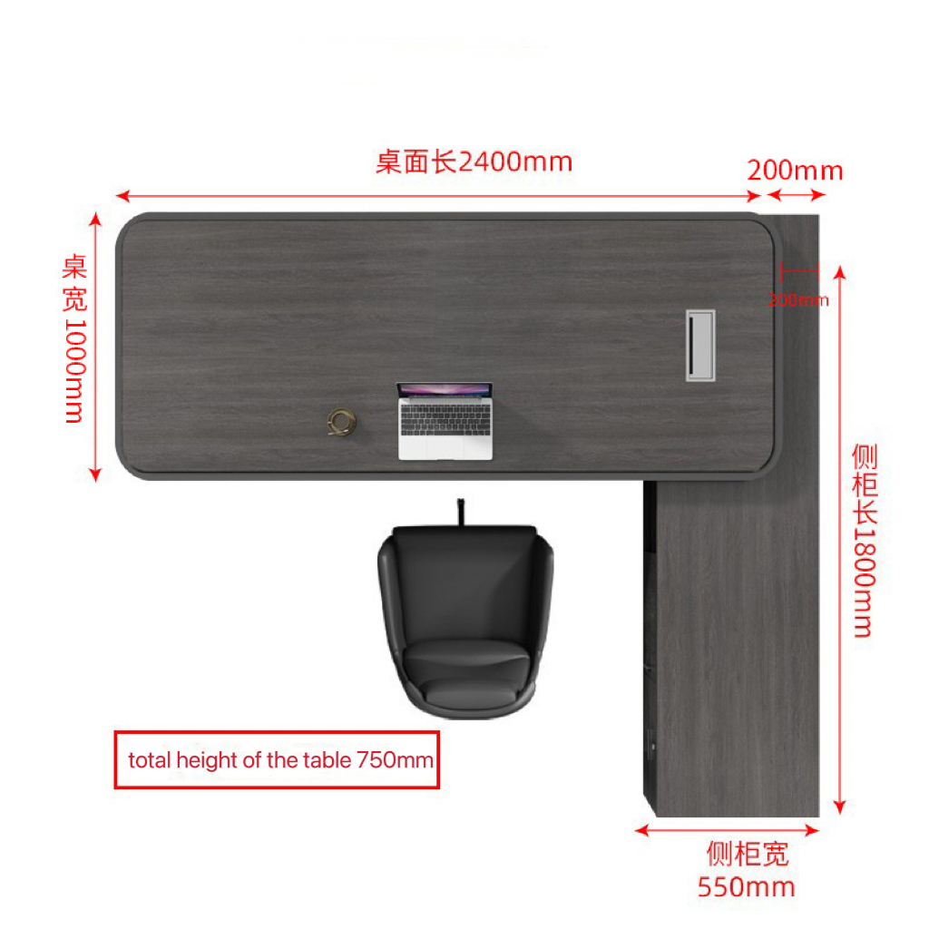 High Tech Black Boss Manager Office Table and Chair Combination for Customer Provided