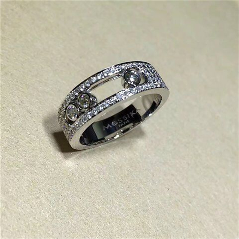 Luxury jewelry Luxury Jewelry Three drill sliding ring material 18k white gold yellow gold rose gold diamond ring