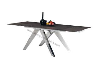 Quality Stylish Rectangular Extendable Dining Table Glossy Stainless Leg Heat Resistant wholesale