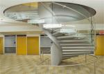 Oudoor / Indoor Building Curved Stairs Tempered Glass Railing With Double