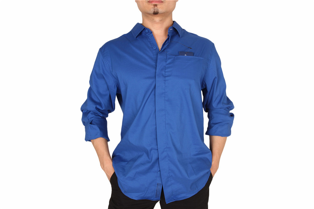 Solid Color Business Men'S Casual Stretch Shirts 59% Cotton 35% Nylon
