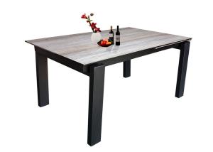 Quality Tempered Glass Square Extension Dining Table 2 Meter HPL Topped Steel Frame wholesale