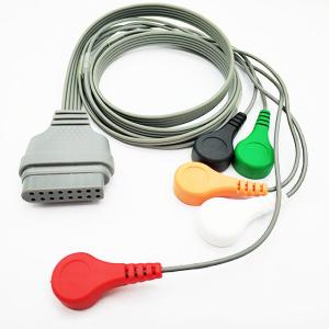 Quality 16 Pin 5 Leads Holter ECG Cable Snap Type Compatible EDAN SE-2003 SE-2012 China Medical wholesale