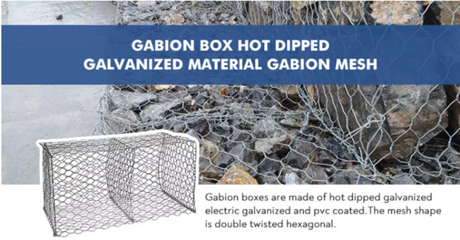 Hot Dip 4.0mm Galvanized Gabion Box Hexagonal Woven Mesh Retaining Wall