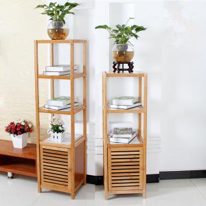 Quality 4 Tier Bamboo Bathroom Shelf , Wooden Bath Rack For Exhibition Room / Flower Shop wholesale
