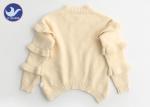 Curve Welt Girls Cable Knit Sweater , Girls Long Sweater Frill Sleeves Mock Neck