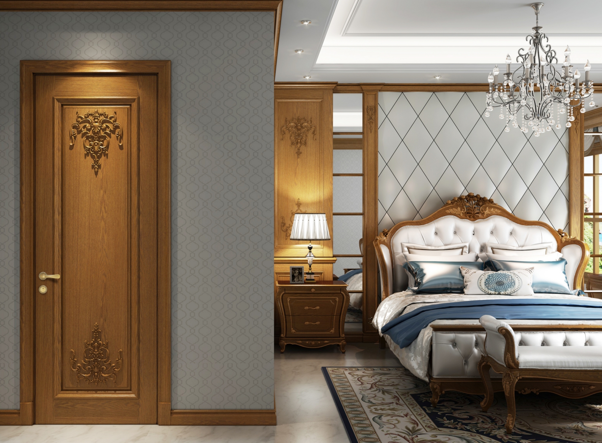 Custom Interior Wooden Door Modern Design Luxury Wooden Room Doors for Bedroom Upgrade