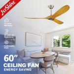 Eco Silent Solid Wood Ceiling Fan Electric Power White Rotation