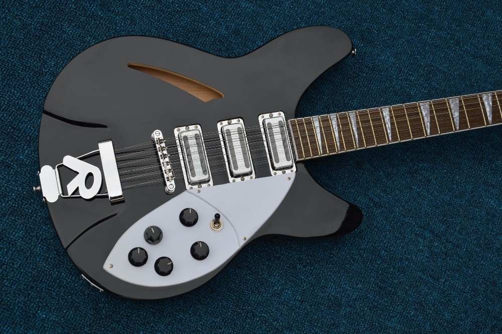 Musical instrument professional electric guitars rickenback guitar 12 string black solid body rickenback jazz guitar
