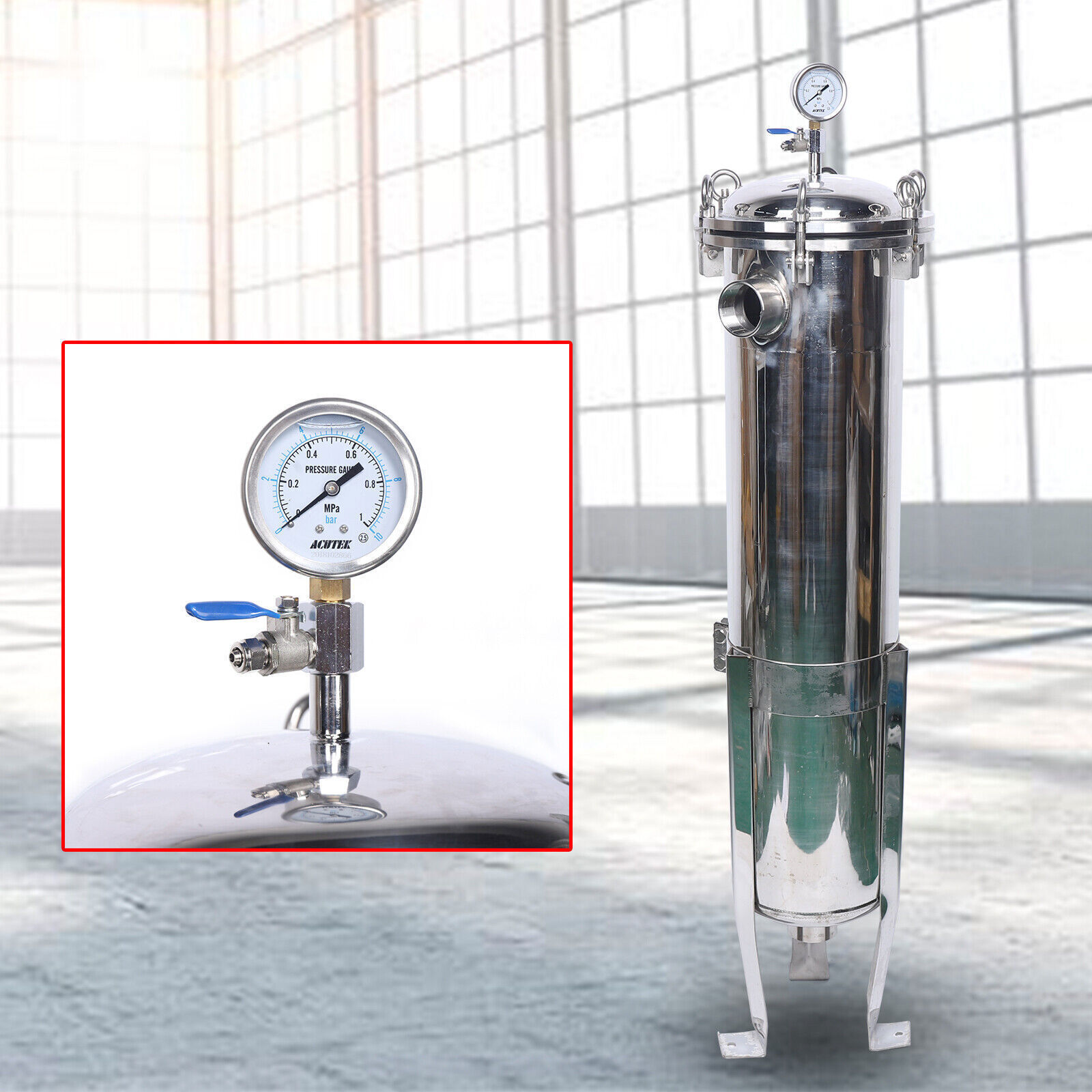 62KG 304 Stainless Steel Bag Filter Housing for Restaurant Solid-Liquid Separation 120PSI