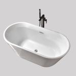 1700mm Bathroom Whirlpool Soaking Fiberglass Freestanding Tub Bath With Drainer