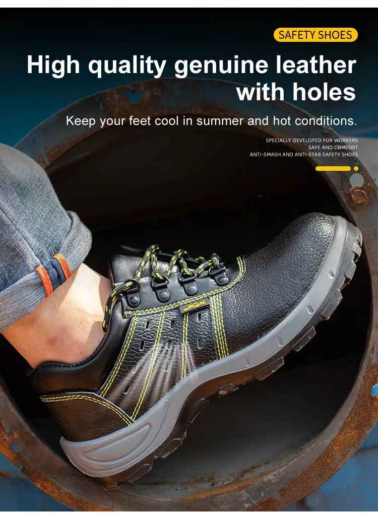 Genuine Leather Industrial Safety Shoes Mens Summer Shoes With Holes