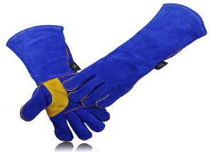 Quality Blue Welding Work Gloves Wrist Stitching Reinforce For Hand Protection wholesale