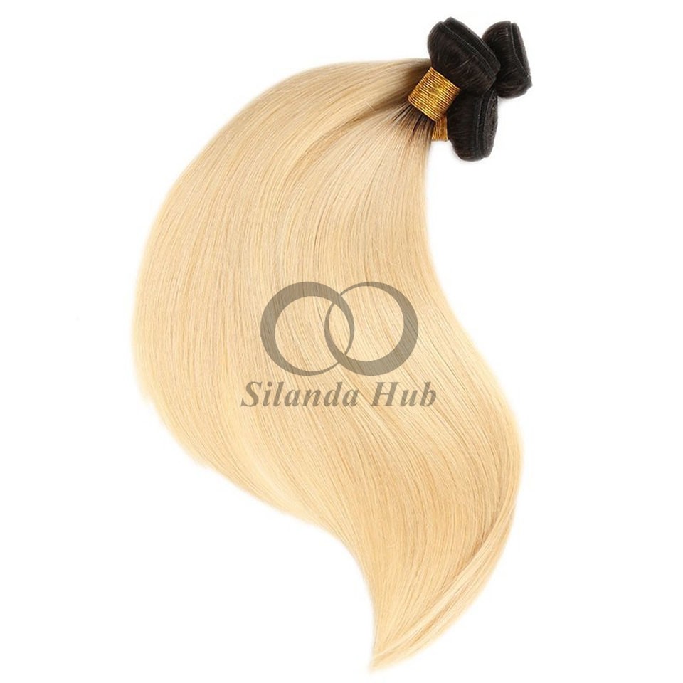 #T1B/613 Bleached Blonde Straight Remy Human Hair Bundles Sew In Weave Bundles Brazilian Bundle Deals