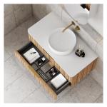 Apartment Bathroom Vanity with Solid Wood Door Panel and Custom Light Wood Grain