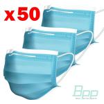 50pcs / Pack Blue Face Mask Non Woven Melt Blown Fabric 95% BFE CE FDA