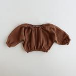 Little Girls 100% Cotton Muslin Fabric Blouses Gauze Long Sleeve Pullover Shirts
