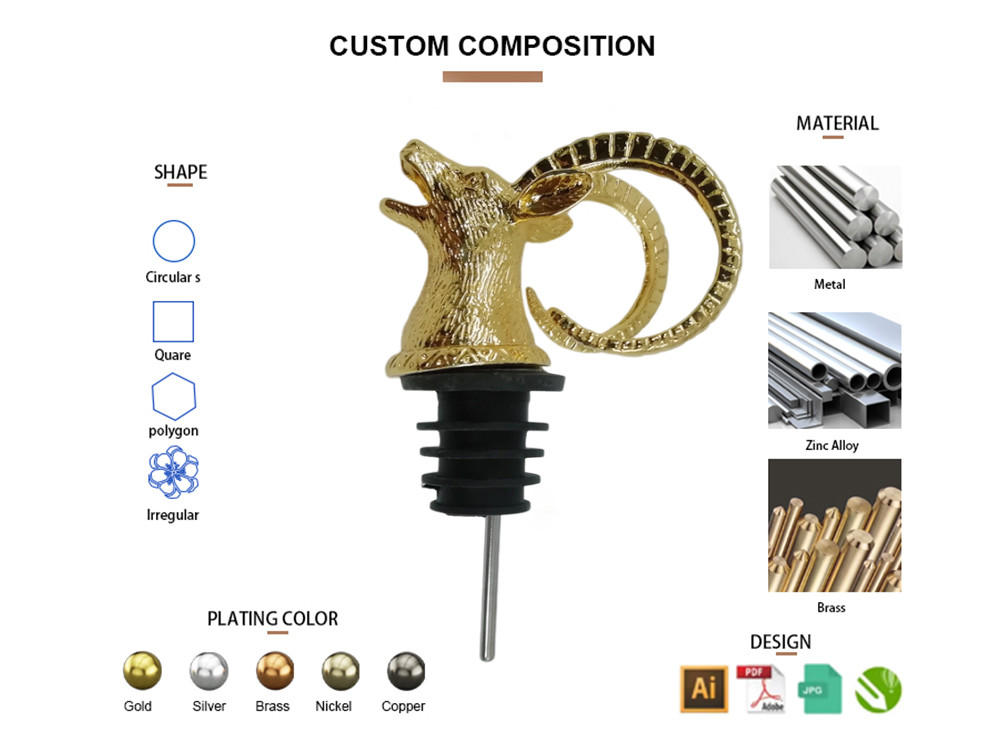 Custom Premium Pourer Animal Wine Bottle Pourer Wine Aerator Pourer Zinc Alloy