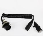 Black Coiled Trailer Cord 15 Core Truck Cables European 24V EBS Trailer Plug