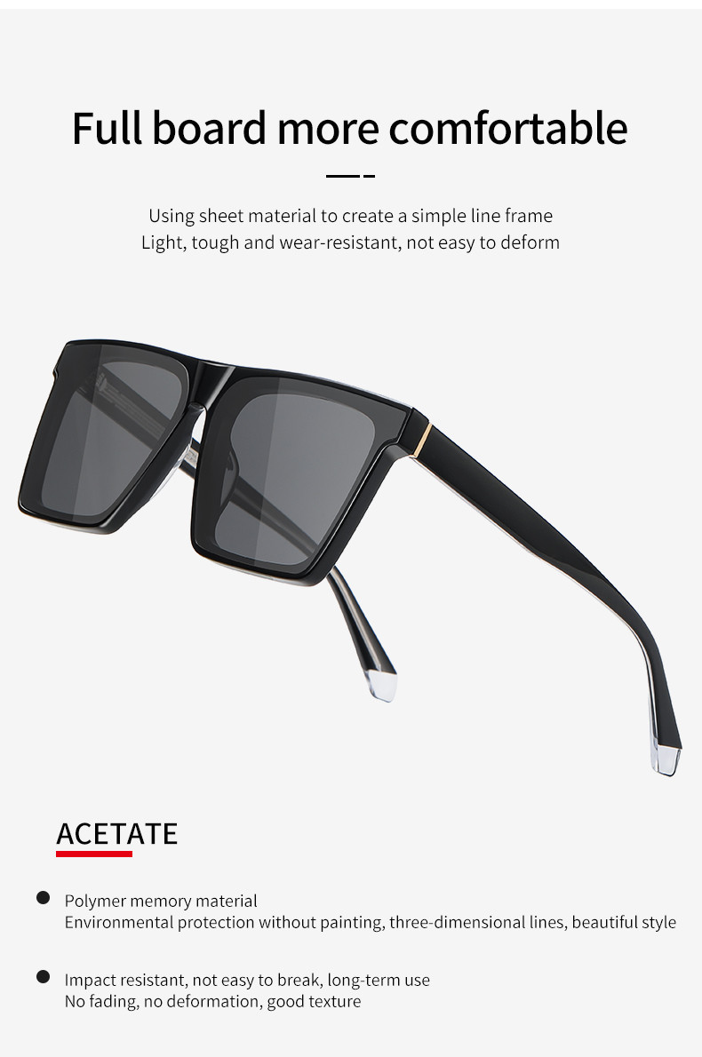 OEM ODM Square Acetate Sunglasses Unisex Men TAC Polarized