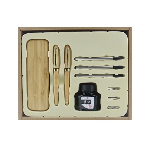 Bamboo Wood Business Stationery Set Natural Color Roller Ball Pen Fountain Pen
