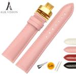 ALK Cow Leather Watch Band Shine Bracelet Strap butterfly deployant Clasp buckle