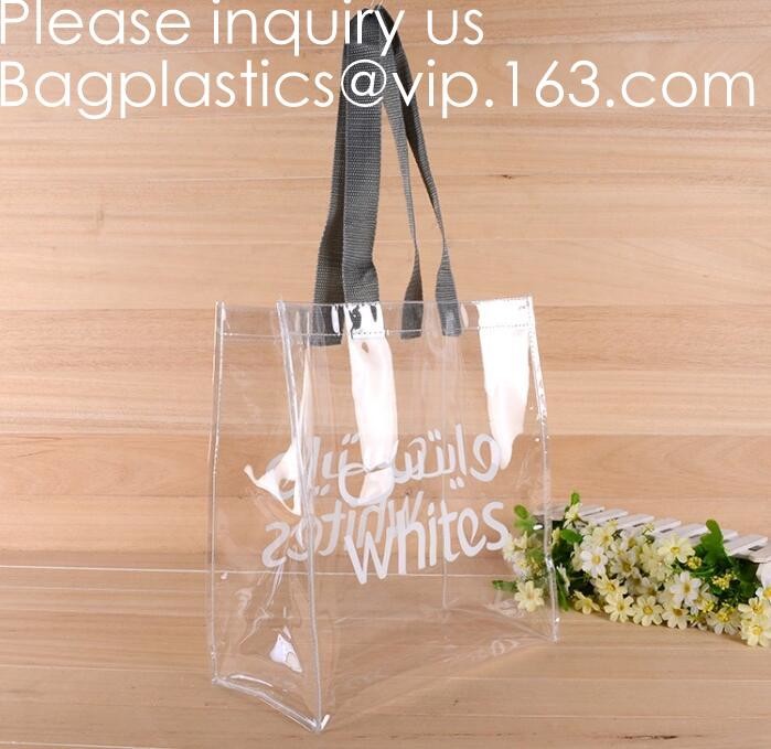 Manufacturer Custom Logo Transparent Clear PVC Plastic Portable Packaging Promotional Gifts Shopping Tote Bag, bagease