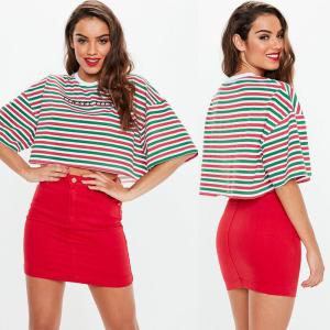 Quality Green Trendy Women Clothing Stripe Cropped T Shirt wholesale