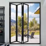 Safety Tempered Glass Black Aluminium Bifold Doors Typhoon Resistance