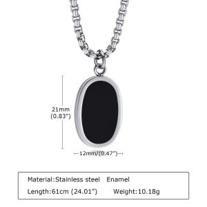 Quality Stainless Steel Link Chain Pendant for Men Simple Oval Design wholesale