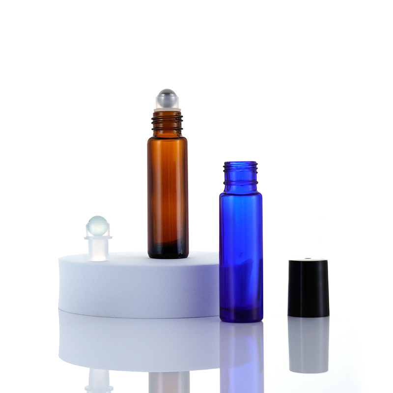 Facial Cleanser Green Blue Glass Serum Bottle with Silver Pressure Pump 15ml 30ml 50ml Cosmetic Packaging Luxury Design