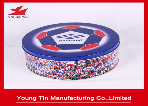Round CMYK Artwork Printed Cookie Gift Tins , Metal Tinplate Personalized Cookie