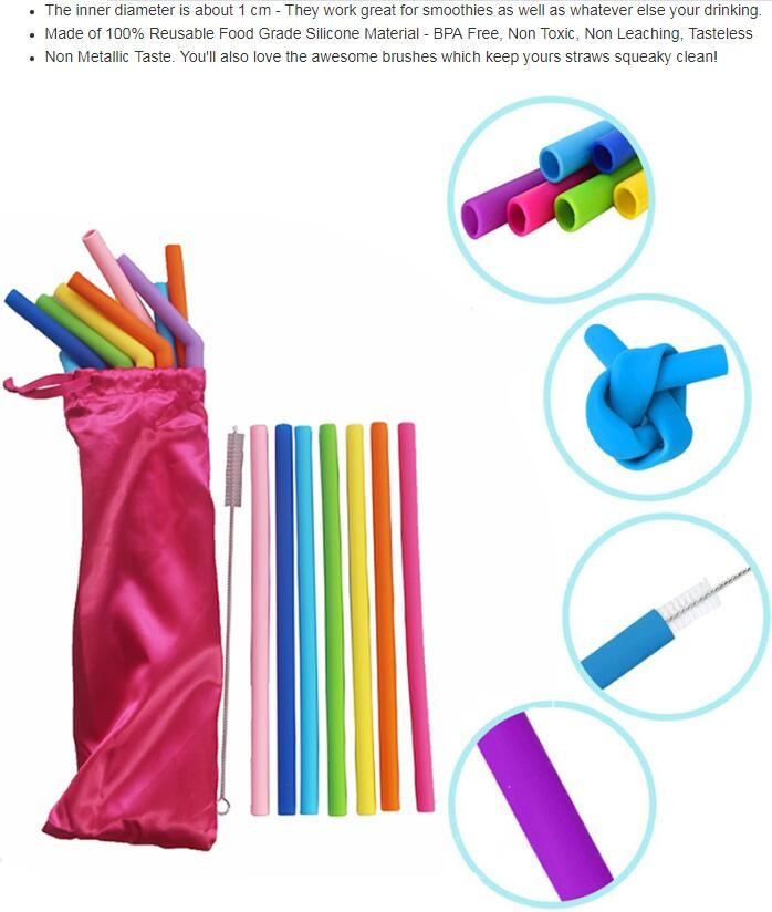 reusable drinking straws individual wrapped drinking straws silicone funny drinking straws,BPA Free Soft Reusable Drinki