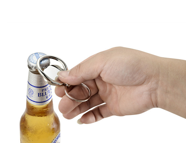 Zinc Alloy Metal Key Holder Round Metal Keyring Bottle Opener