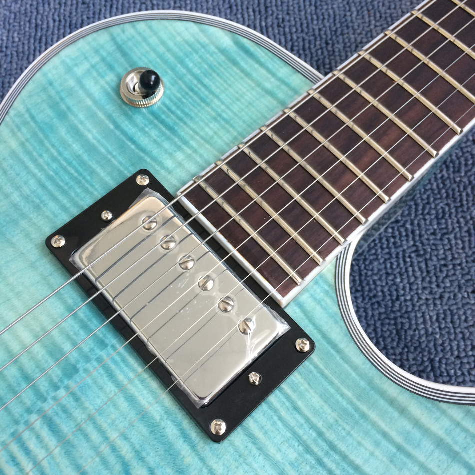 New style of custom guitar, double F holes,Flame Maple Top ,blue guitar
