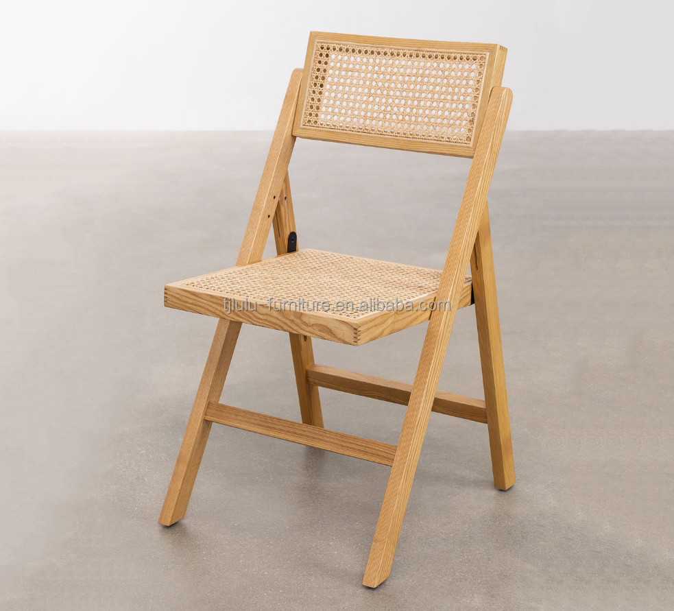 Modern Wood Chair Natural Rattan Solid Wood Folding Chair For Events With And Mail Packing Y