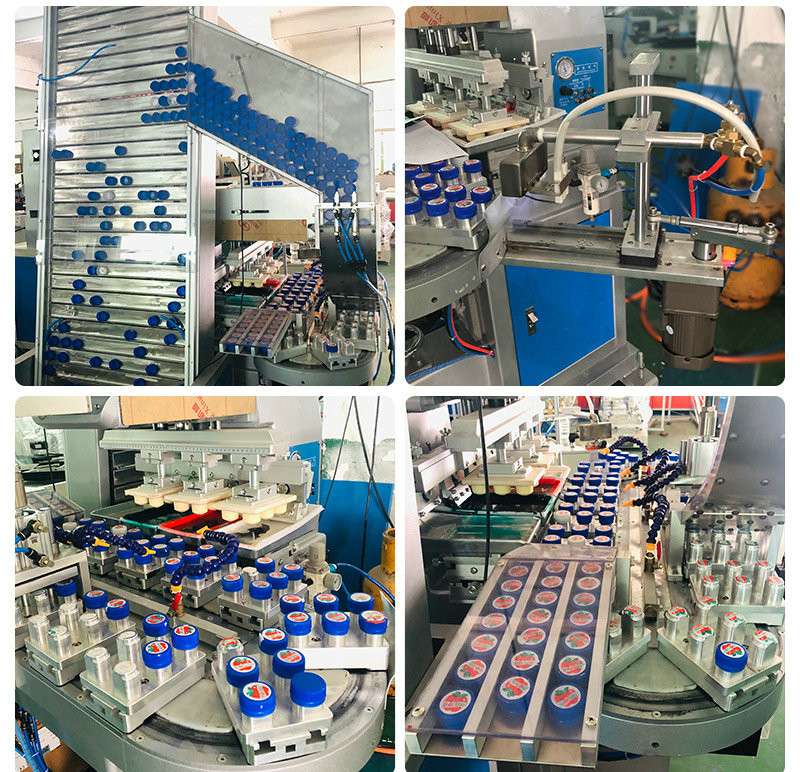 5-7Bar 30mm Plastic Cap Printing Machine Auto Feeding 4 Color Pad Printing Machine