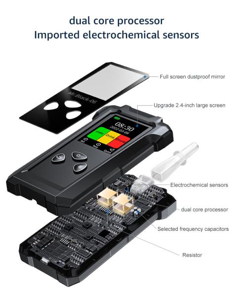 Type C Data Transfer Police Alcohol Breathalyzer With 0.00-600mg/100ML Detection