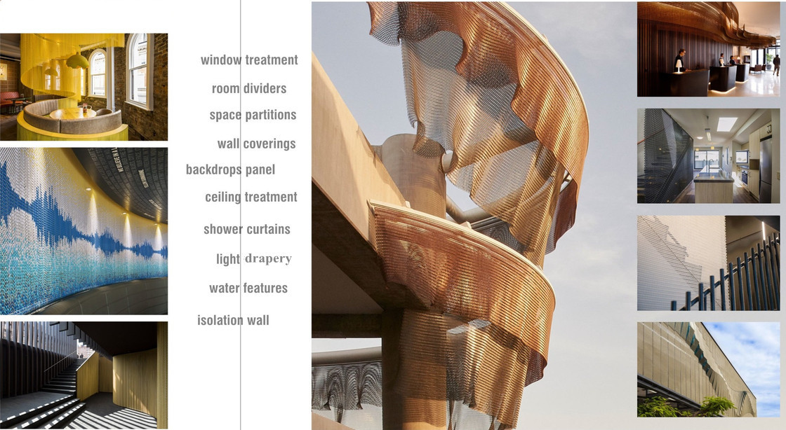 Gold Color Stainless Steel 12mm Ring Mesh Curtain Indoors And Outdoors