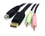 6ft 4in1 USB DisplayPort KVM Switch Cable w/ Audio & Microphone