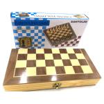 Checkers 1.97in Large Folding Chess Board Wooden Magnetic Chess Set