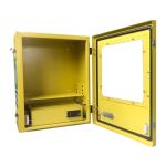 Yellow Outdoor Wall Mount Alarmed AED Cabinet With Heating System