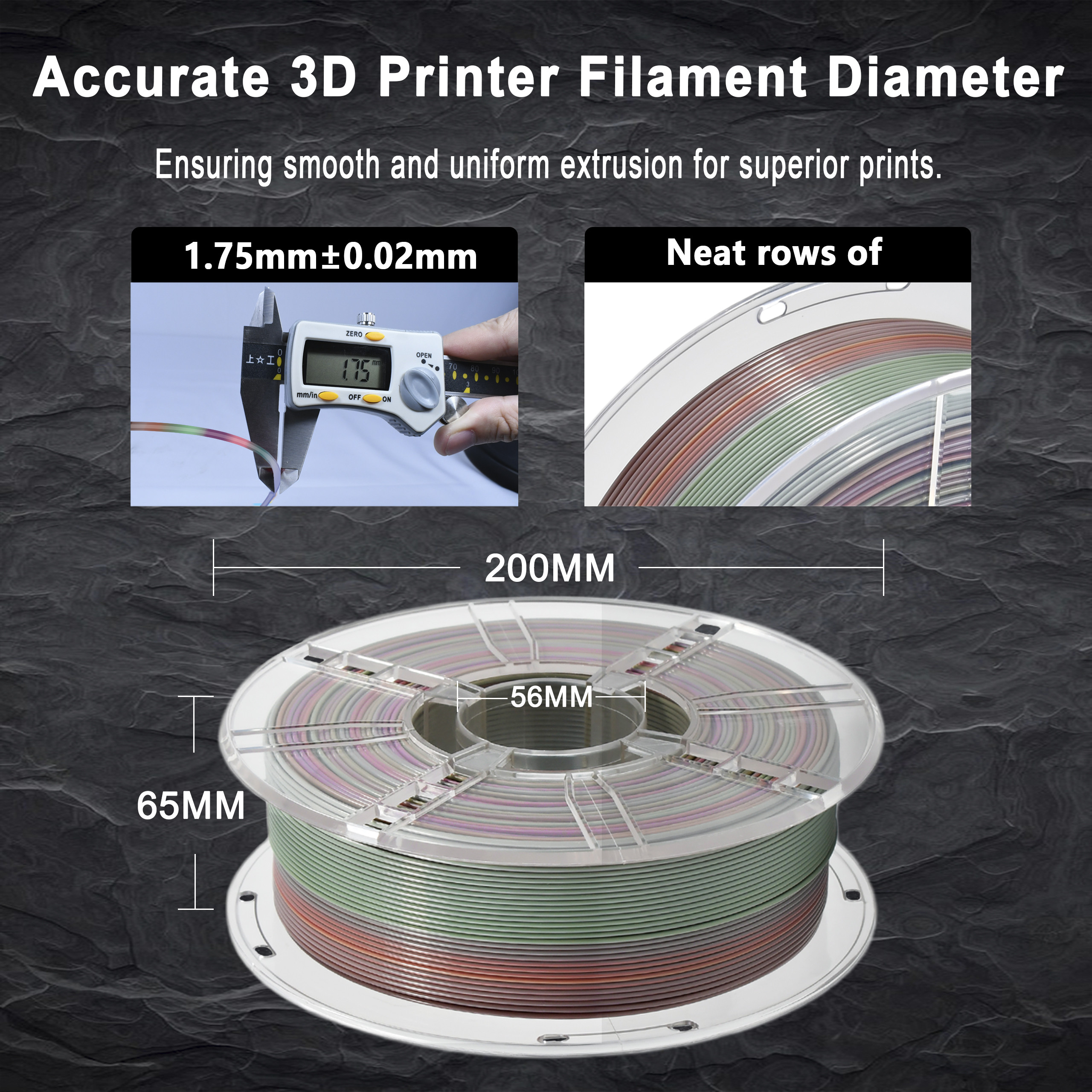 Net Weight 1kg Rainbow PLA+ Filament 1kg Diameter 1.75mm for 3D Printing Filament