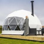 Fireplace Heated PVC Cover Outdoor Geodesic Tent Campsite Winter Bubble Dome