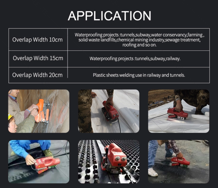 Heating Temp 0-450°C Frequency 50/60HZ 800W Geomembrane Pond Liner Welding Machine