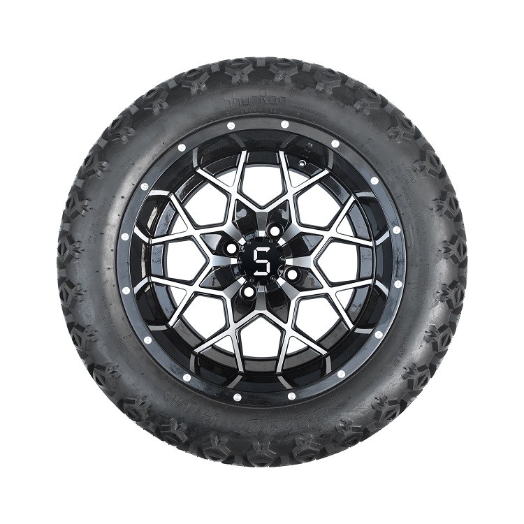 14 Inch Golf Cart Machined/Glossy Black Rims And 22*10-14 DOT Off-road Tires ET -25mm