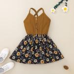 Printing Fashion Suspender Children'S Dress Clothing Sleeveless