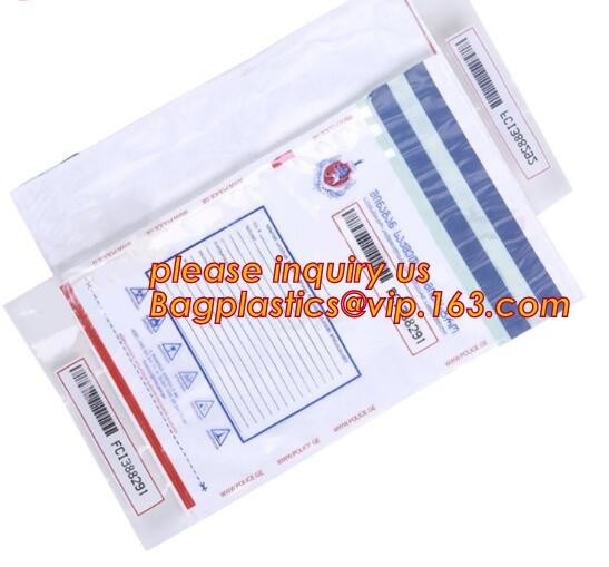 Opaque Tamper Evident Sealing Plastic Bank Money Steb Security Bag / Custom Self Adhesive Plastic Courier Bag, bagease